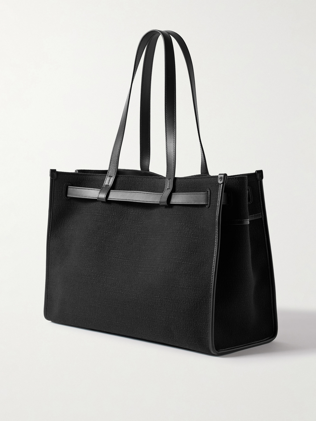 Proenza Schouler Buckled Leather-trimmed Embroidered Cotton-canvas Tote In Black