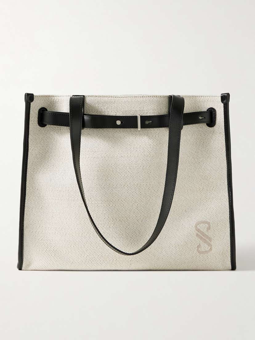 Proenza Schouler Buckled Leather-trimmed Embroidered Cotton-canvas Tote