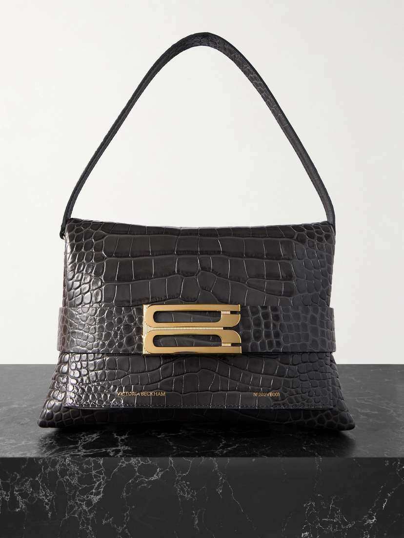 Victoria Beckham B Buckle Croc-effect Leather Shoulder Bag