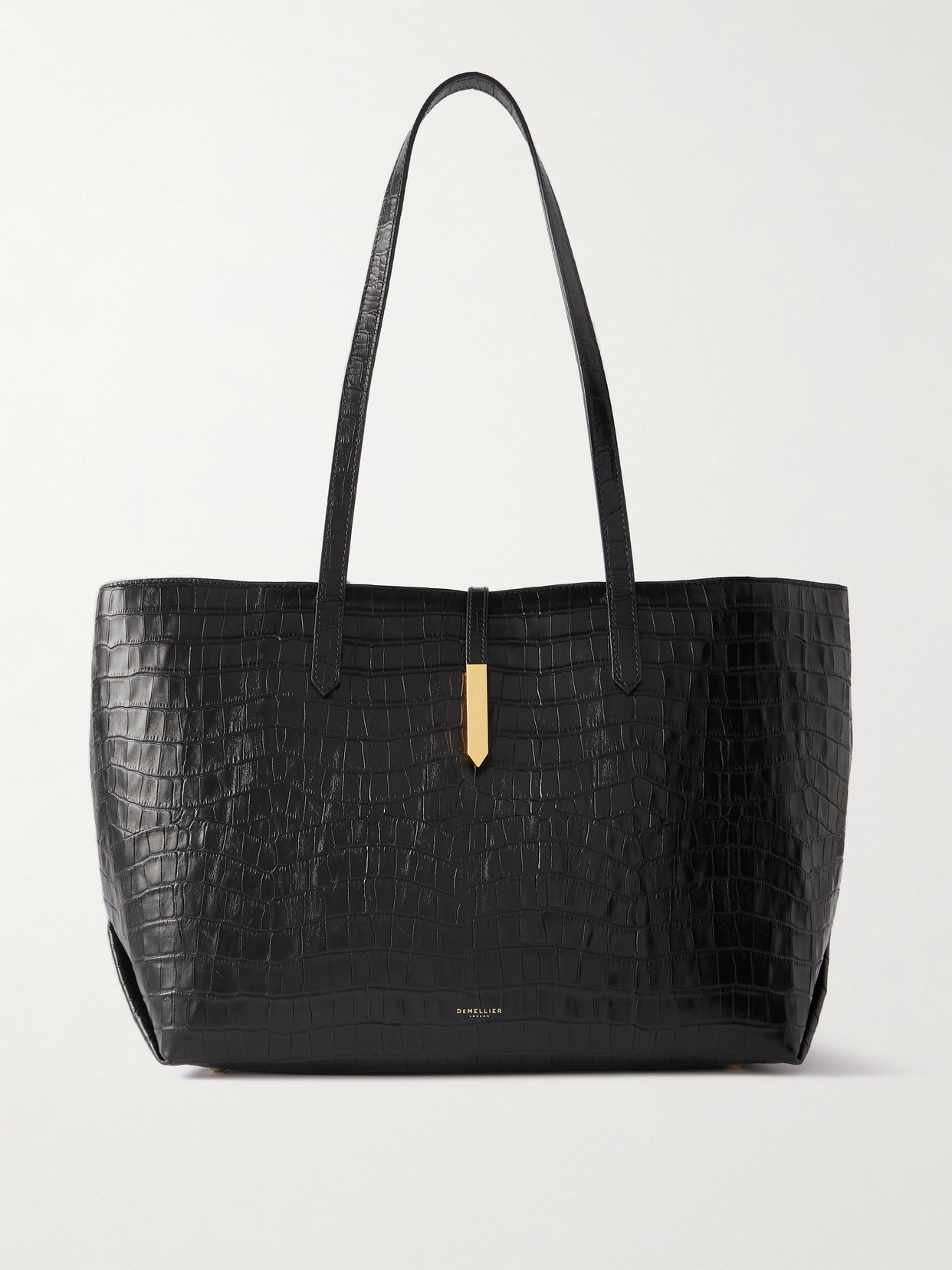 Demellier Tokyo Large Croc-effect Leather Tote In Black
