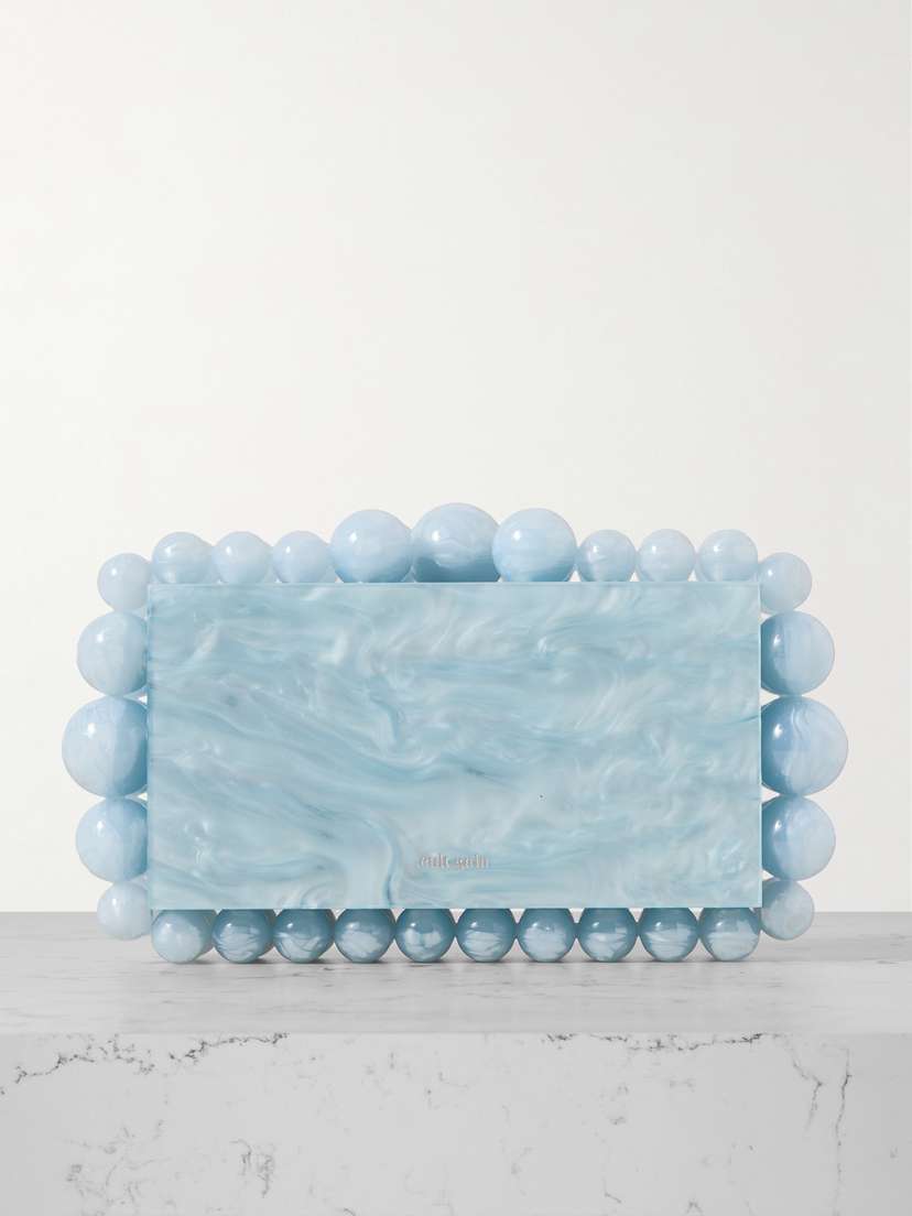 Cult Gaia Eos Beaded Marbled Acrylic Clutch