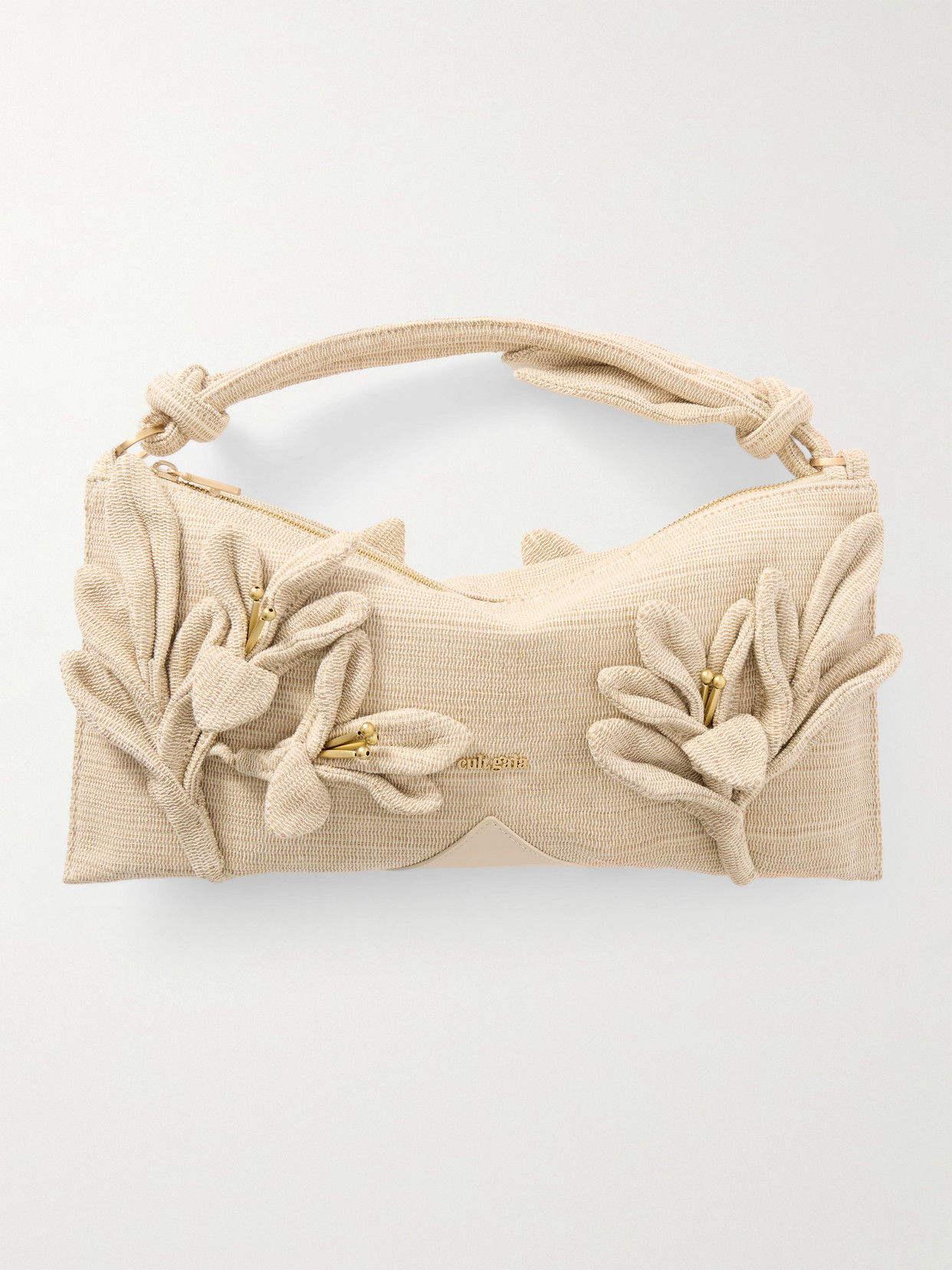 Cult Gaia Hera Mini Embellished Cotton-canvas Shoulder Bag In Neutrals