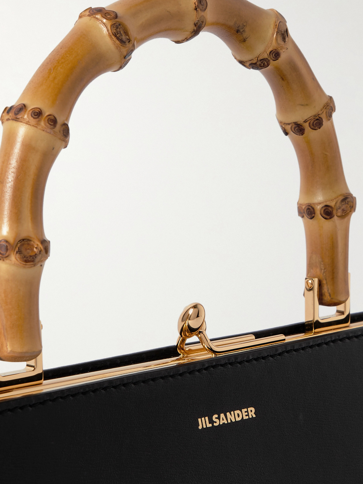 Jil Sander Goji Mini Bamboo Top-handle Bag In Black