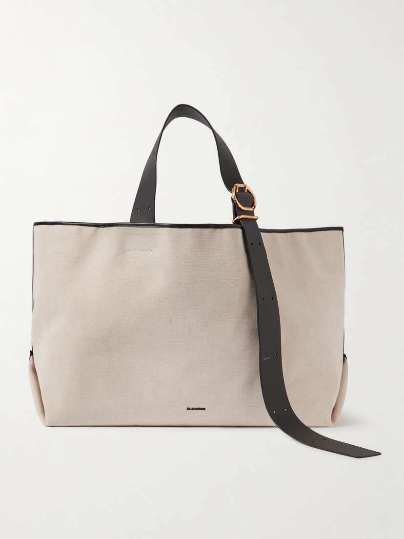 Jil Sander Folded Leather-trimmed Canvas Tote