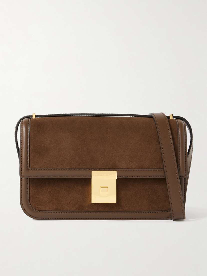 DeMellier Paris Leather-trimmed Suede Shoulder Bag