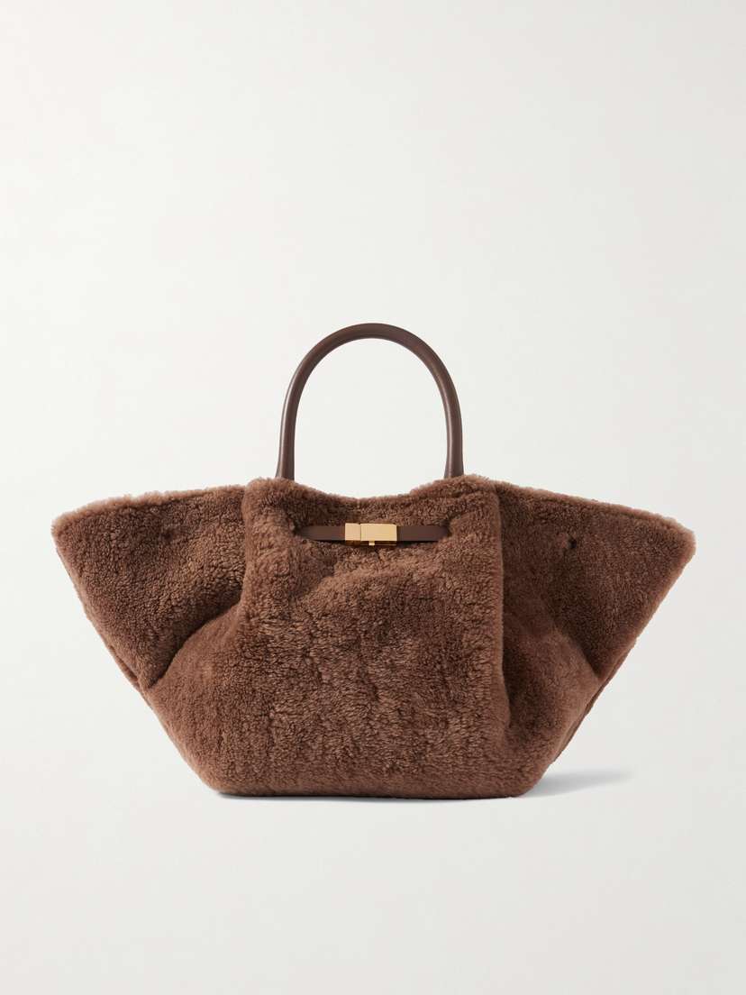 DeMellier New York Leather-trimmed Shearling Tote