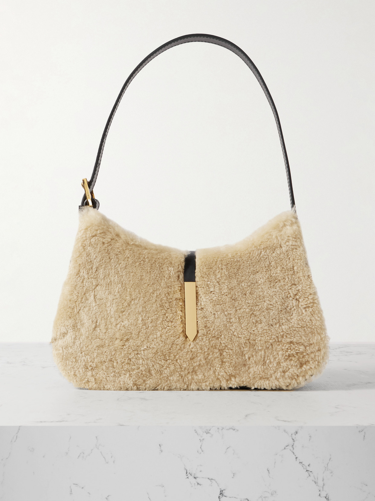 DeMellier - Tokyo Shearling And Leather Shoulder Bag - Neutrals