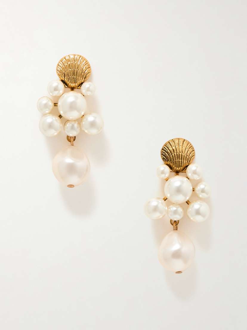 Jennifer Behr Odine Gold-tone Faux Pearl Earrings