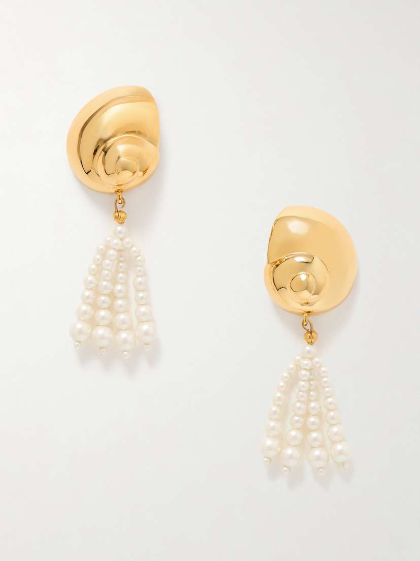 Jennifer Behr Morwenna Gold-tone Faux Pearl Earrings