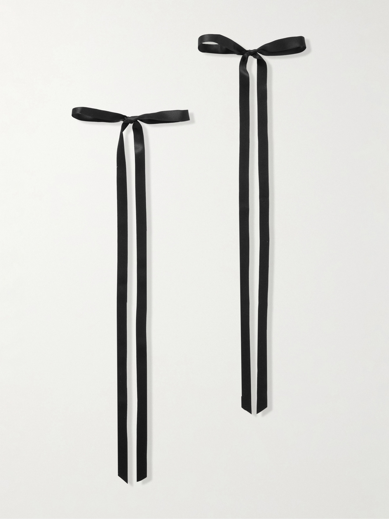 Jennifer Behr - Gretta Set Of Two Bow-embellished Gold-plated Satin Hair Clips - Black