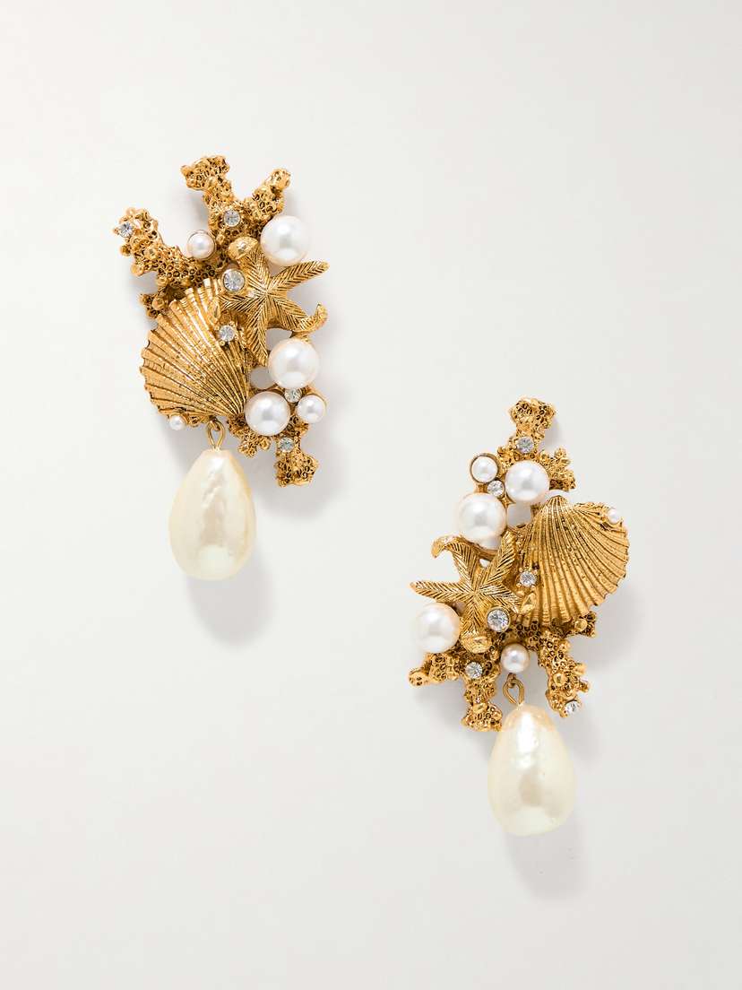 Jennifer Behr Reef Gold-plated, Faux Pearl And Crystal Earrings