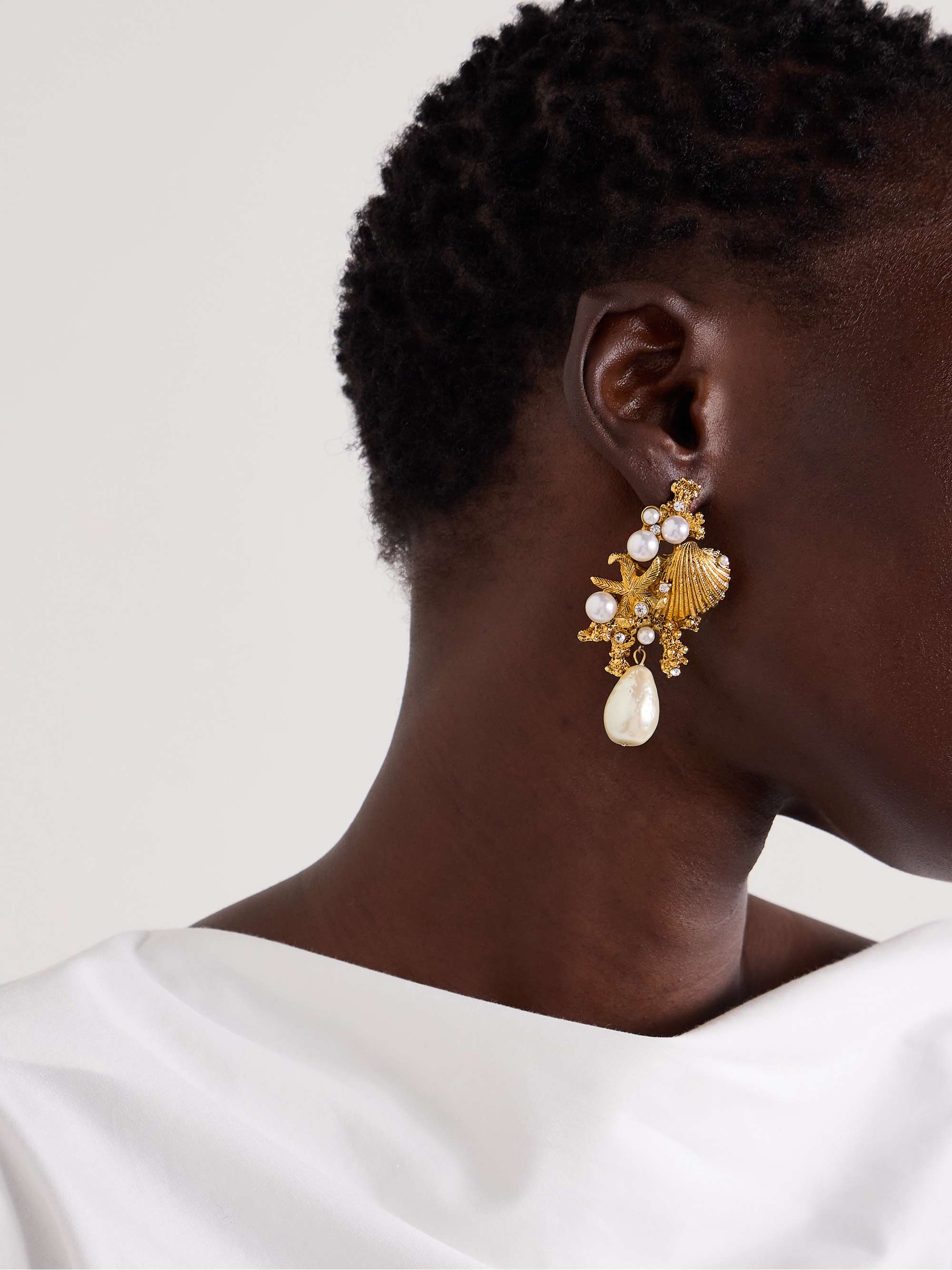 JENNIFER BEHR Reef gold plated faux pearl and crystal earrings NET A PORTER