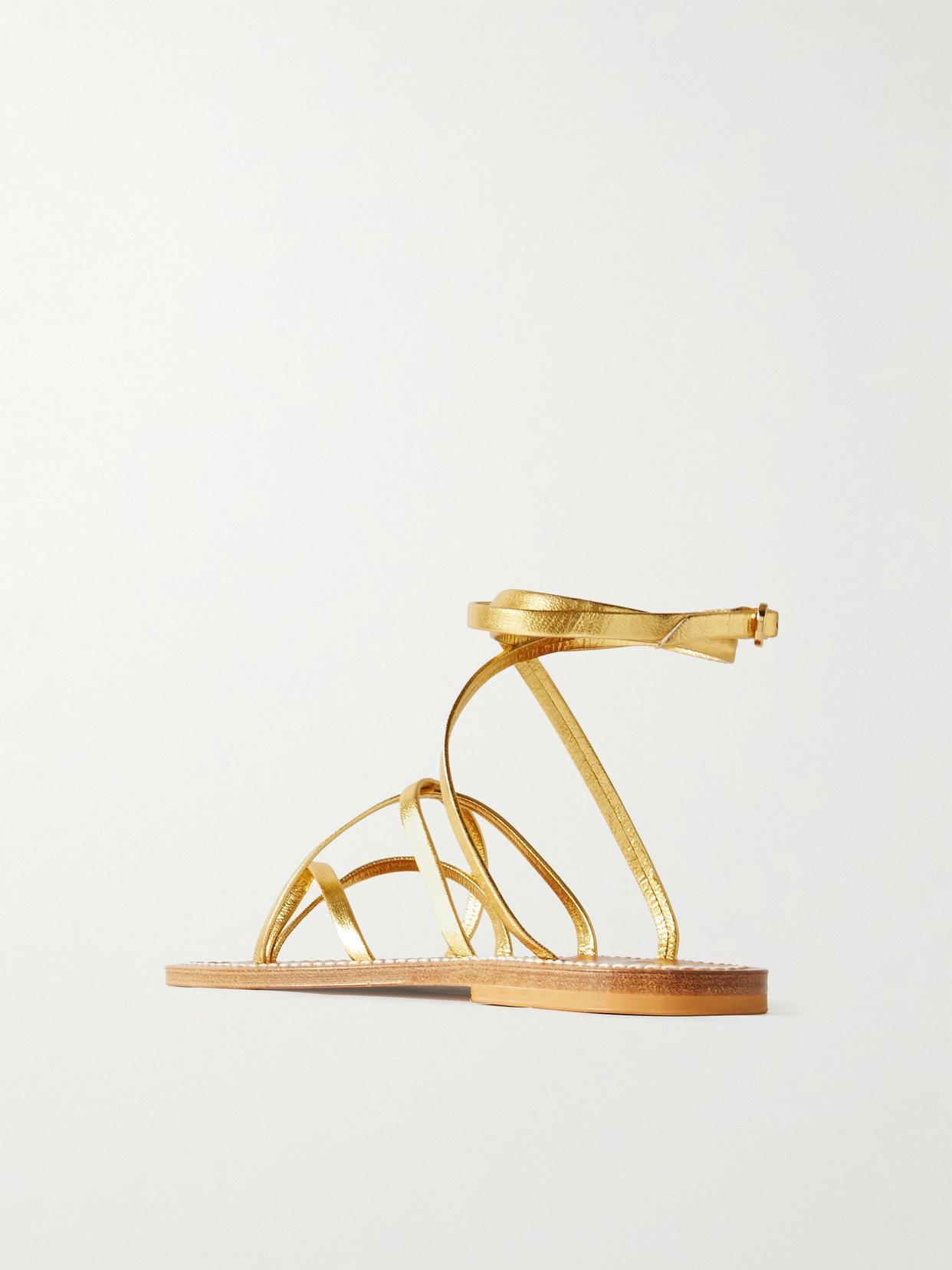 Shop Kjacques Zenobie Metallic Leather Sandals In Gold