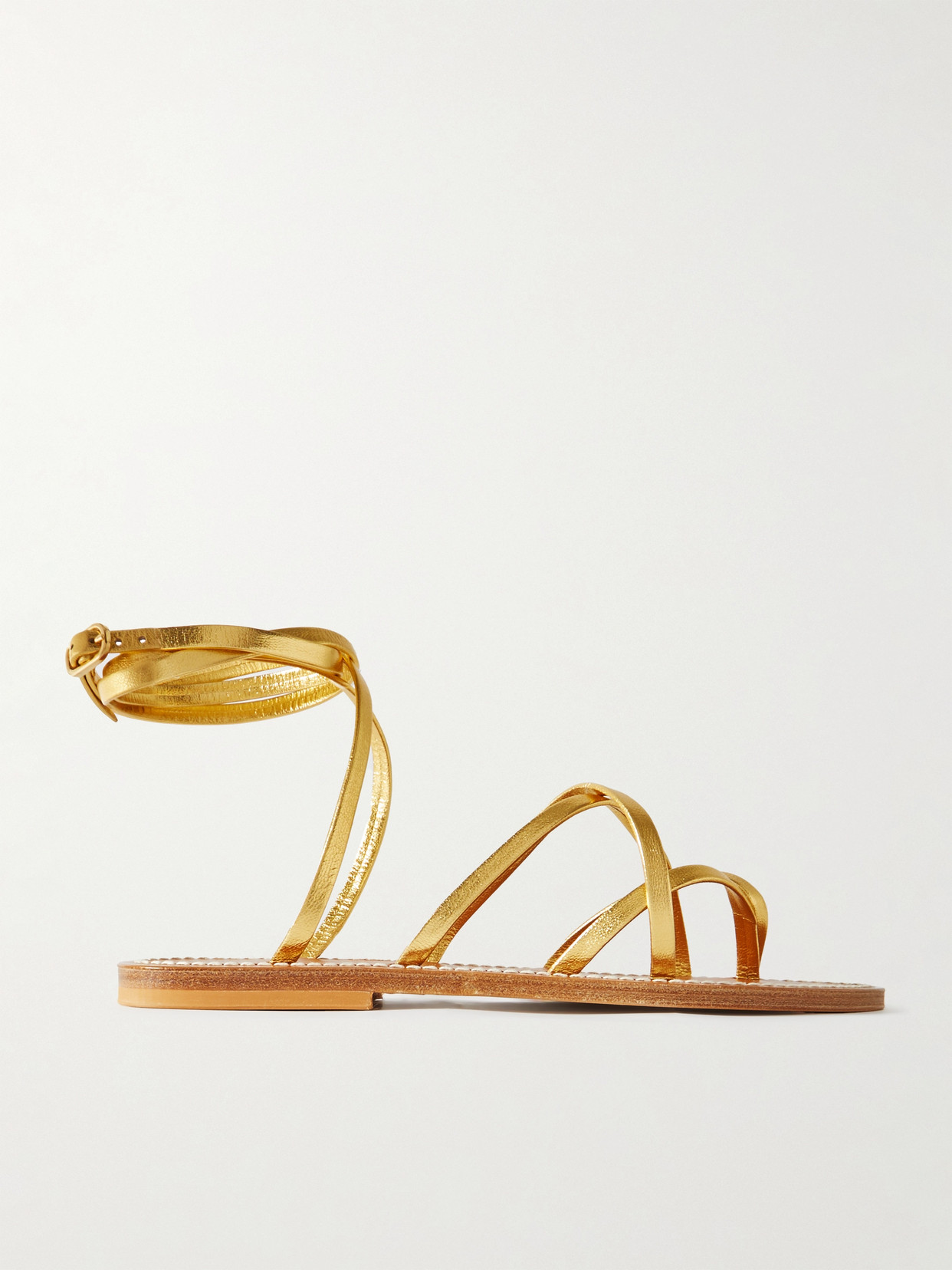 Kjacques Zenobie Metallic Leather Sandals In Gold