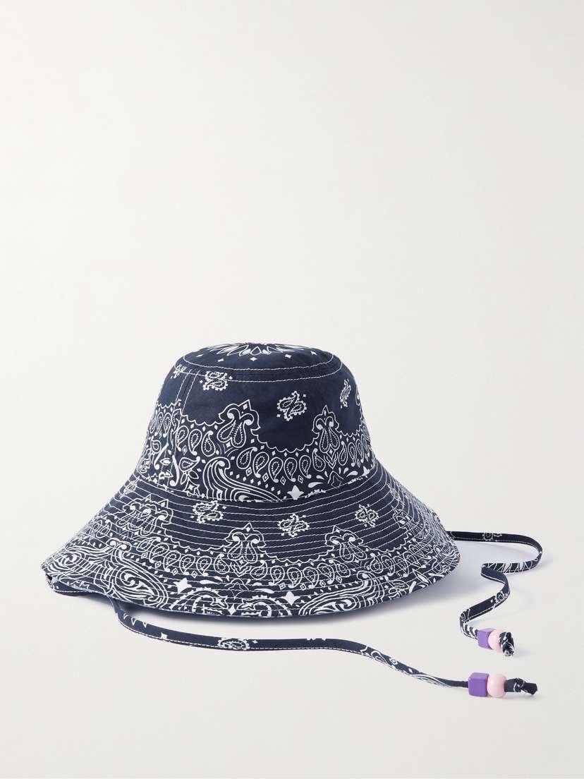 CALL IT BY YOUR NAME Reversible Bead-embellished Paisley-print Cotton Bucket Hat