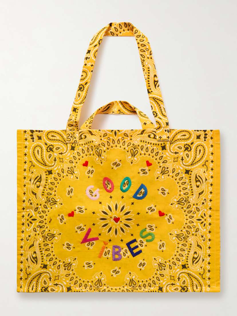 CALL IT BY YOUR NAME Maxi Cabas Embroidered Reversible Paisley-print Cotton Tote
