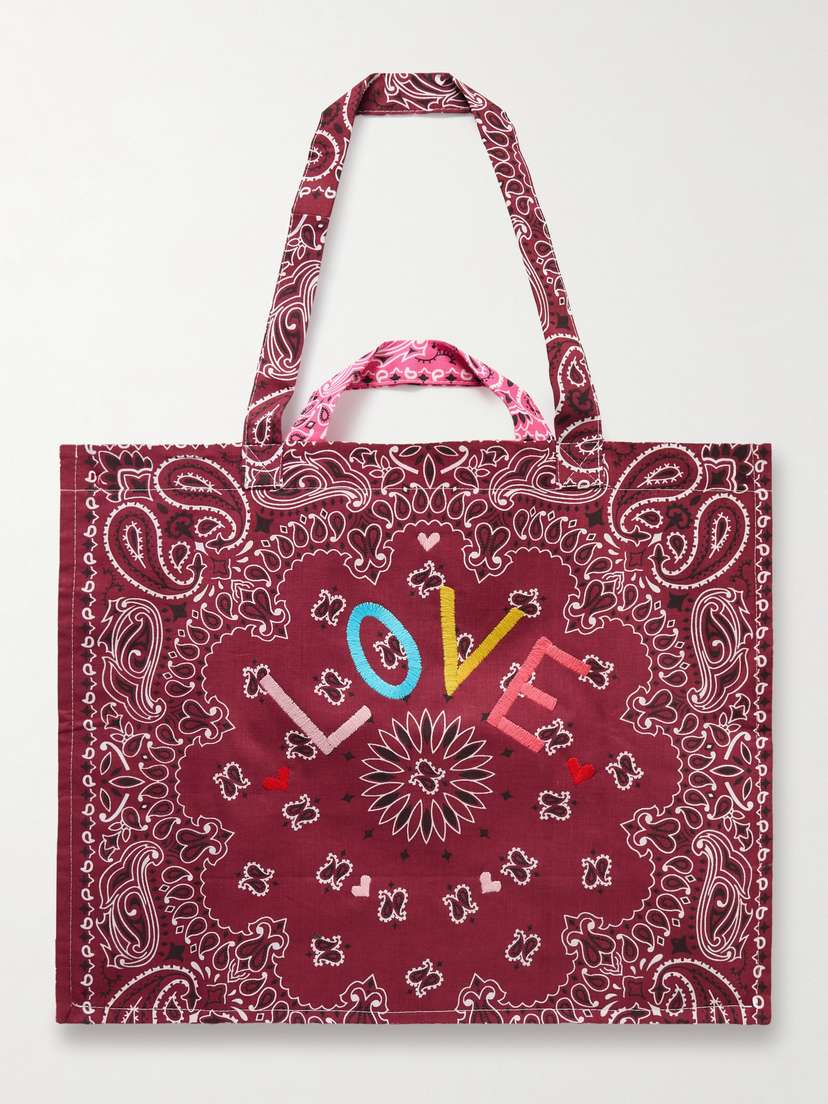 CALL IT BY YOUR NAME Maxi Cabas Embroidered Reversible Paisley-print Cotton-poplin Tote