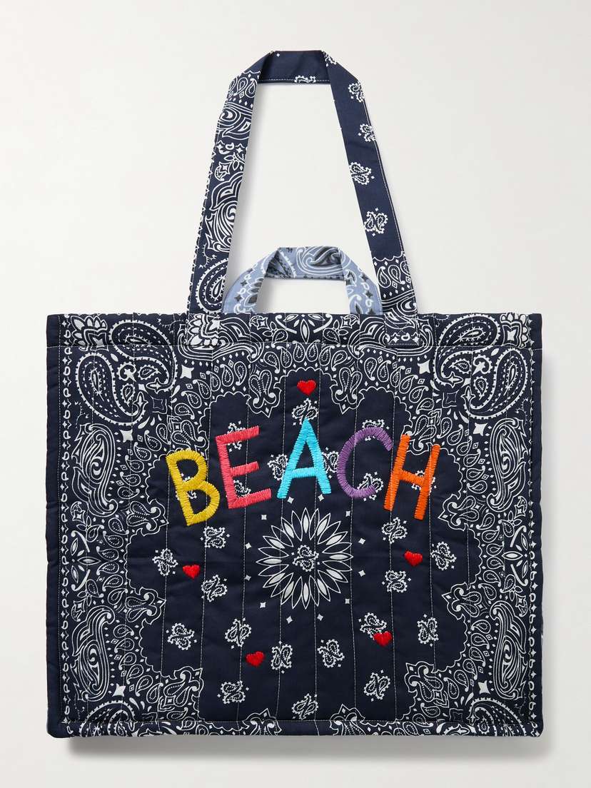CALL IT BY YOUR NAME Maxi Cabas Embroidered Reversible Paisley-print Quilted Cotton Tote