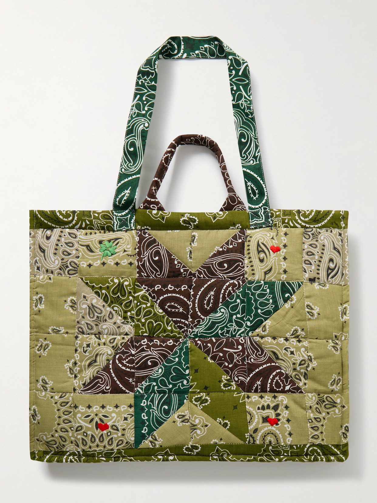 Call It By Your Name Maxi Cabas Reversible Patchwork Paisley-print Cotton-poplin Tote In Brown