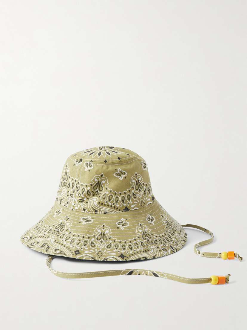 CALL IT BY YOUR NAME Reversible Bead-embellished Paisley-print Cotton Bucket Hat