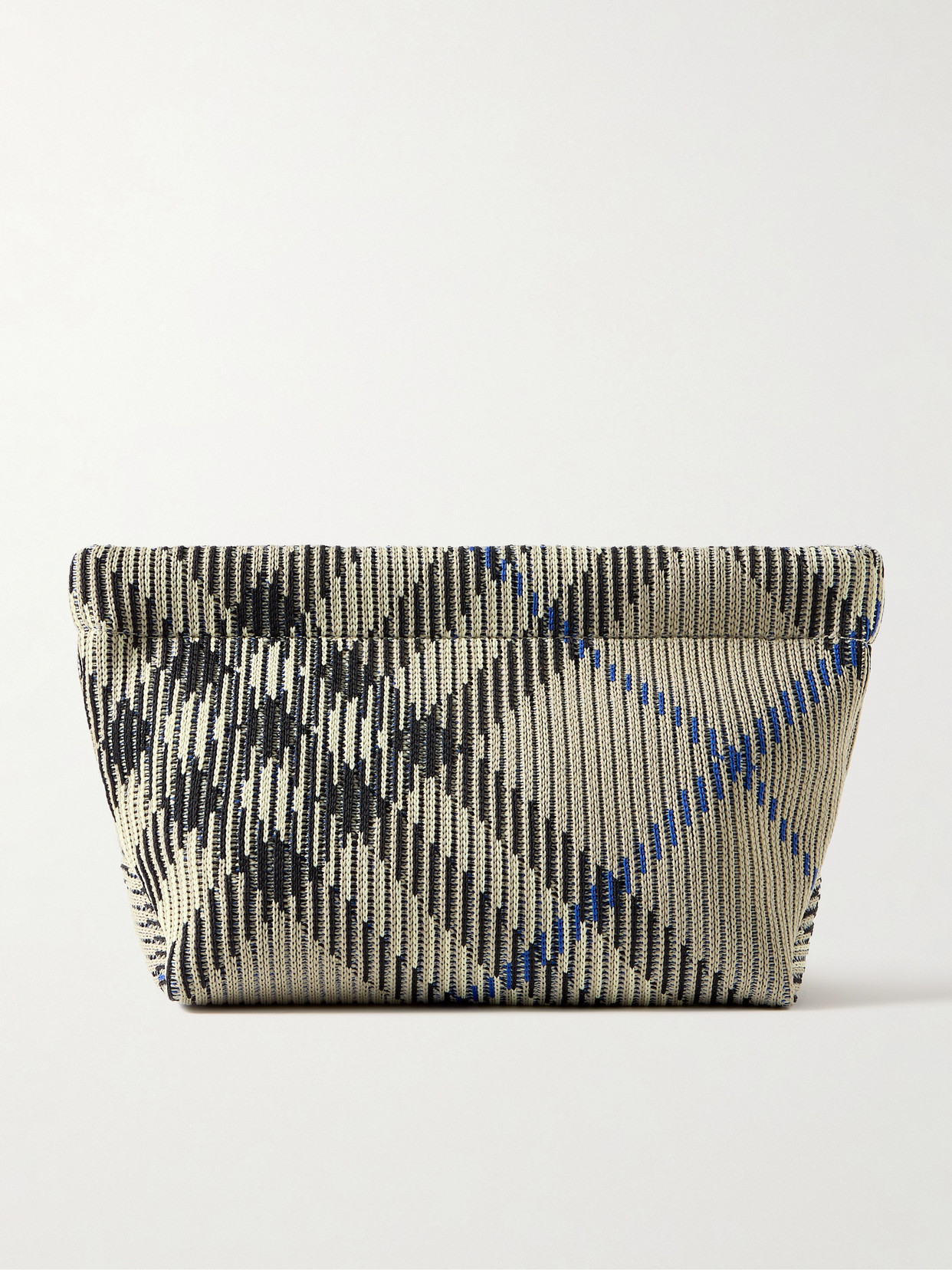 Burberry Ribbed Checked Jacquard-knitted Clutch In Gray