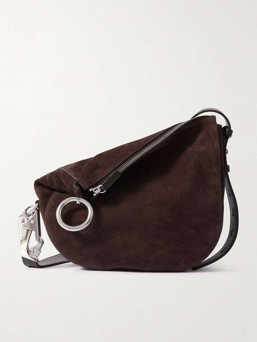 Burberry Leather-trimmed Suede Shoulder Bag
