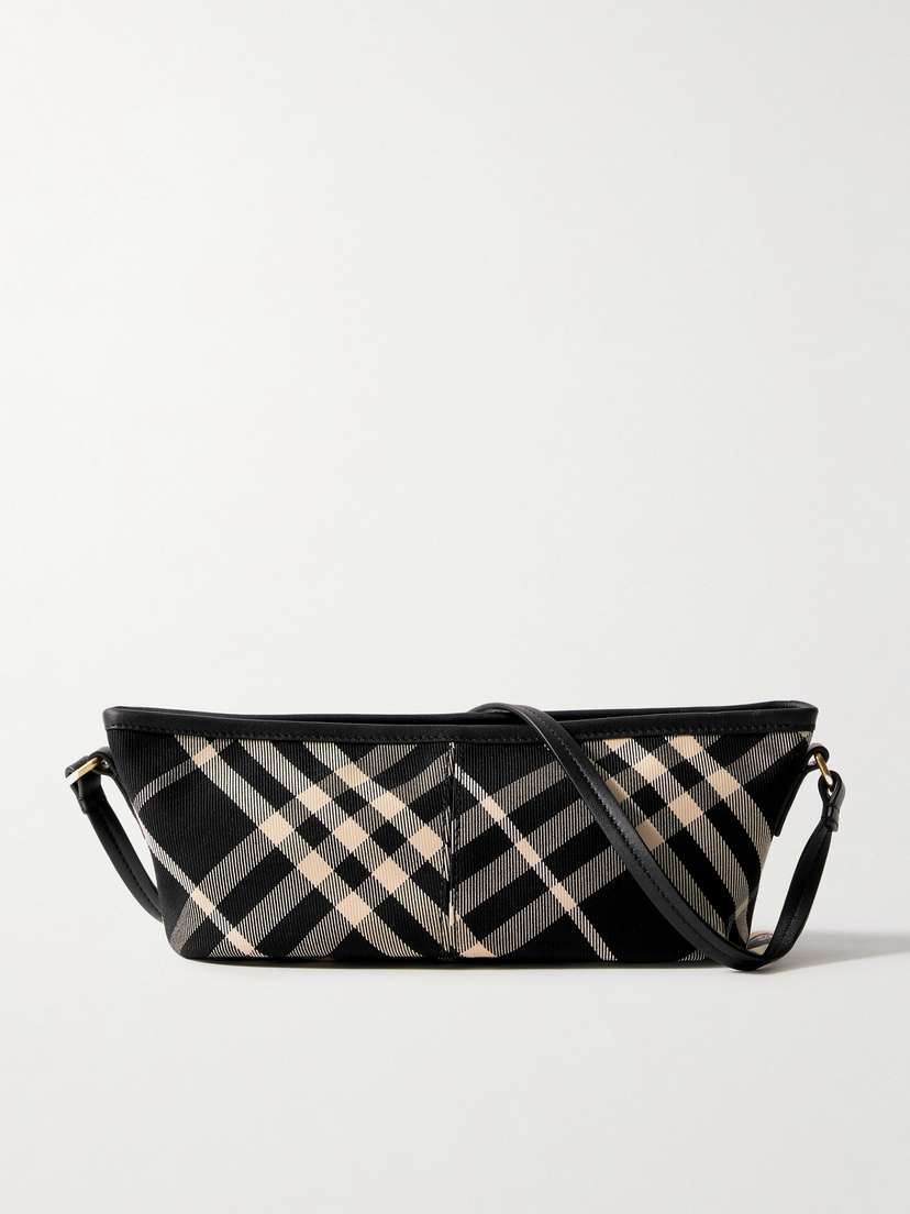 Burberry Leather-trimmed Checked Cotton-twill Shoulder Bag