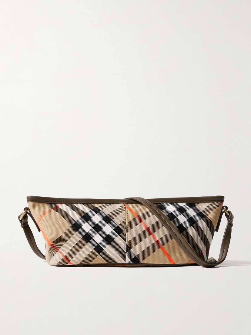 Burberry Leather-trimmed Checked Cotton-twill Shoulder Bag