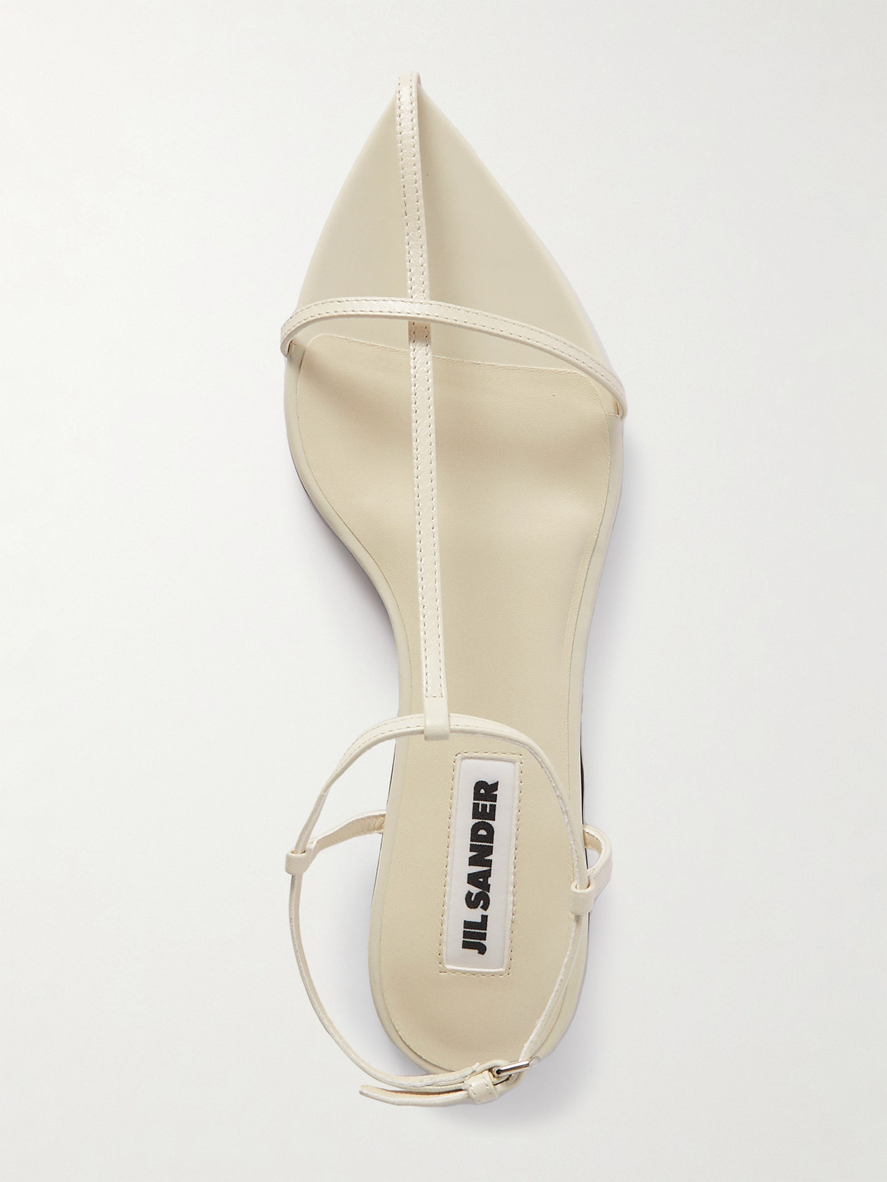 Shop Jil Sander Leather Sandals In Cream