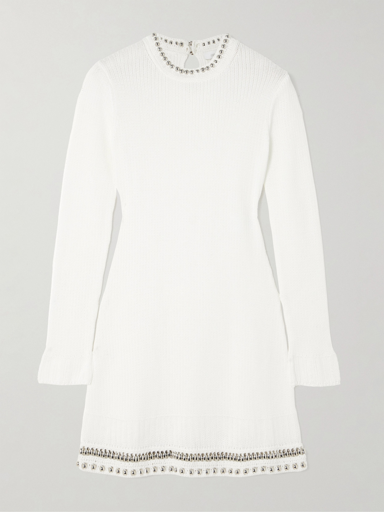 Rabanne Embellished Crocheted Mini Dress In White