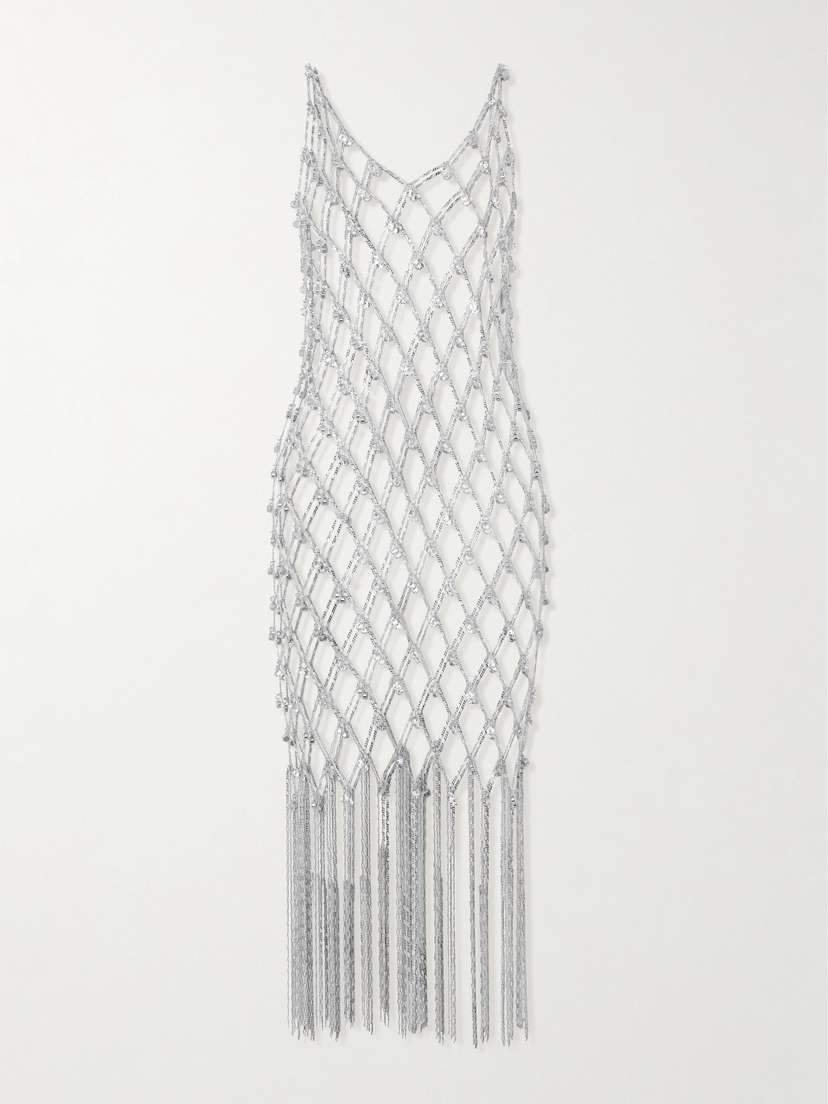 Rabanne Crystal-embellished Silver-tone Chainmail Midi Dress