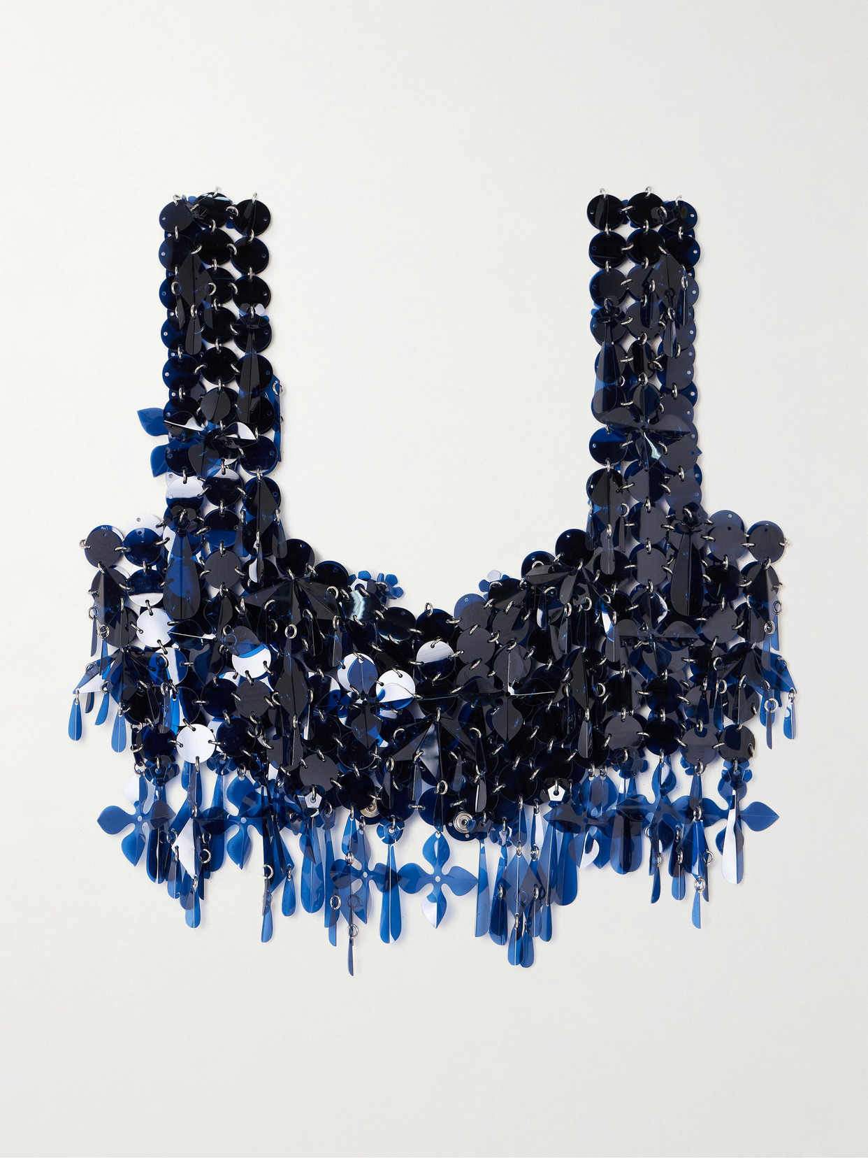 Rabanne - Assemblage Cropped Sequined Top - Blue