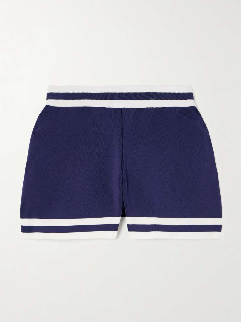 Rabanne Logo-intarsia Striped Ribbed-knit Shorts