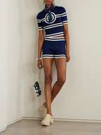 Ribbed knit shorts with logo