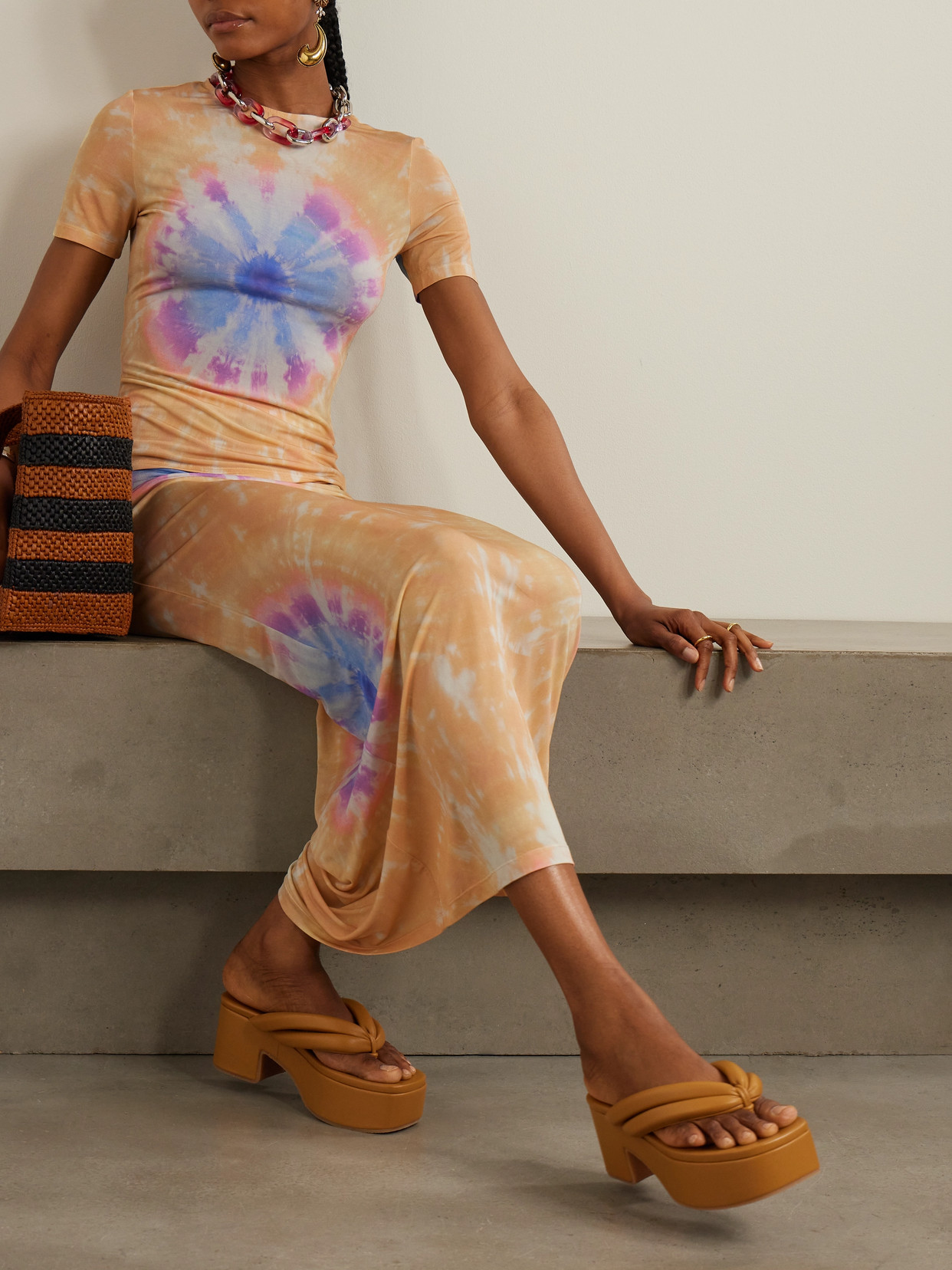 Rabanne Second Skin Tie-dyed Stretch-jersey T-shirt In Multi