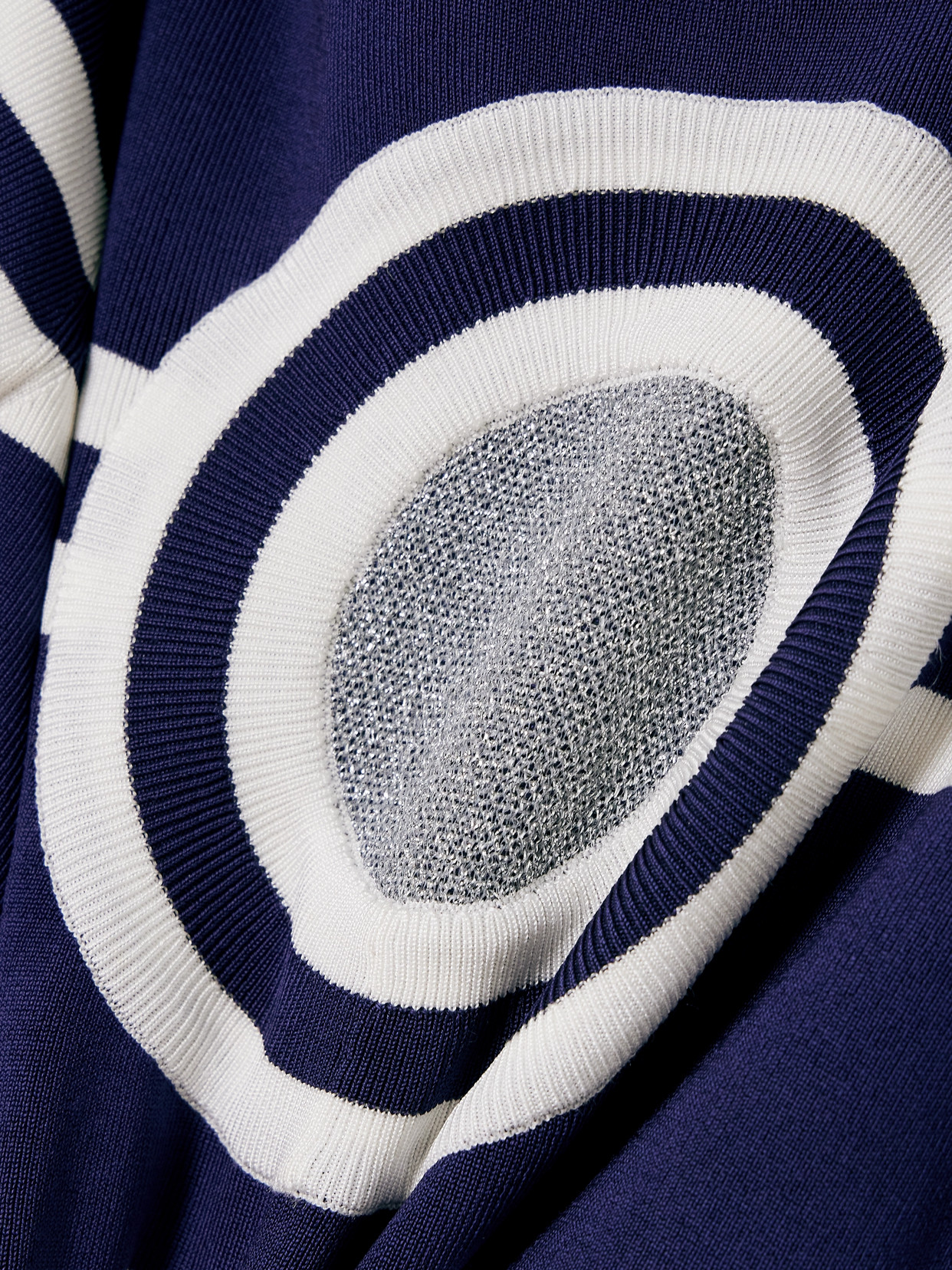 Rabanne Lurex-trimmed Striped Ribbed-knit Top In Blue