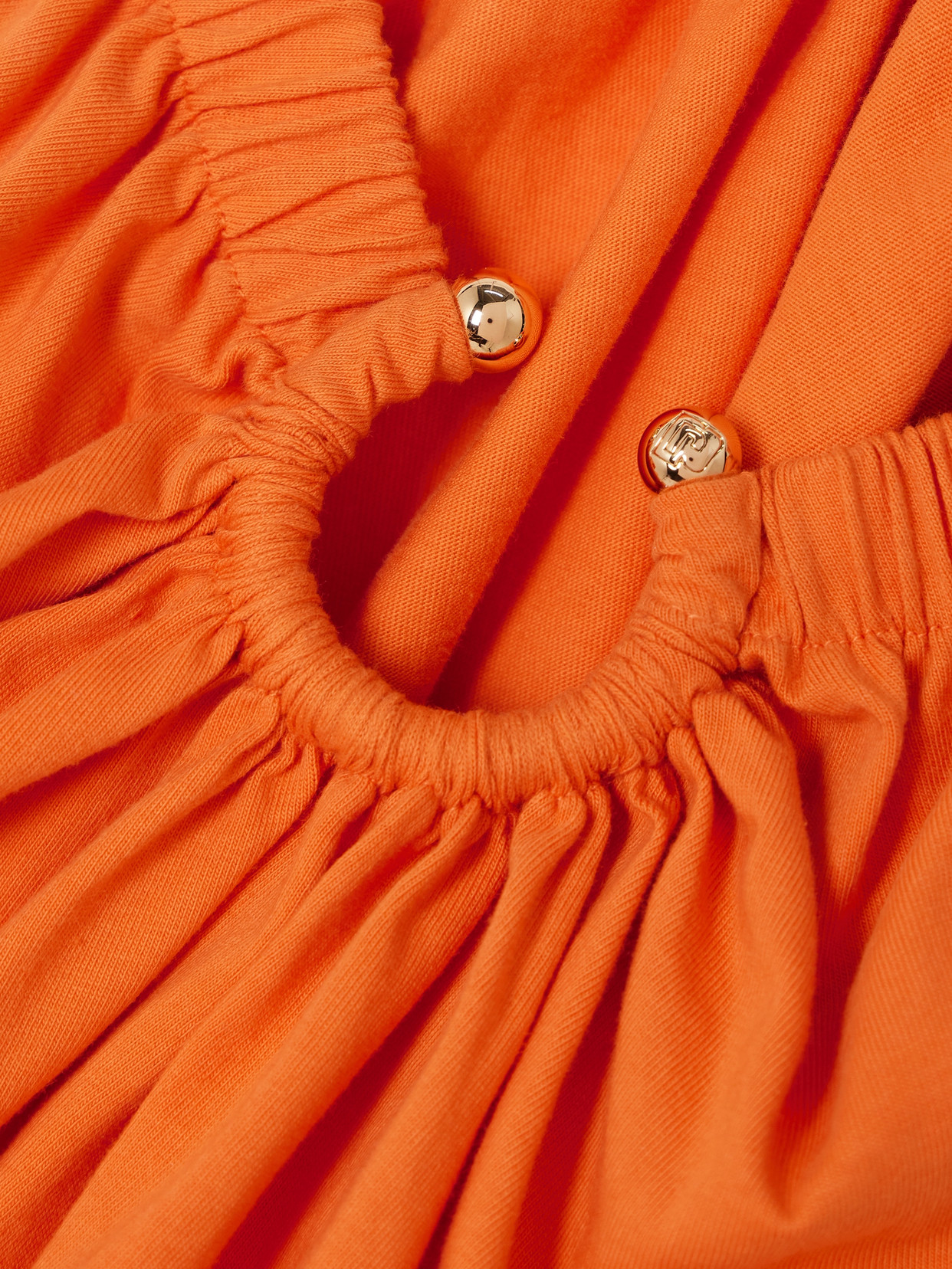 Rabanne Fringed Embellished Gathered Cotton-jersey Midi Skirt In Orange