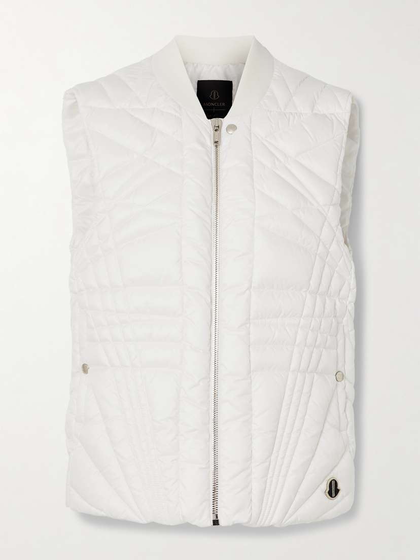 Rick Owens + Moncler Megapenta Appliquéd Webbing Quilted Shell Down Vest