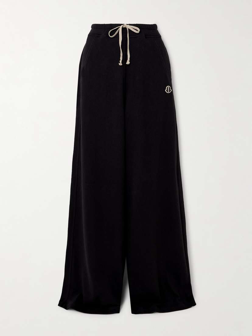 Rick Owens + Moncler Belas Appliquéd Cotton-jersey Wide-leg Track Pants
