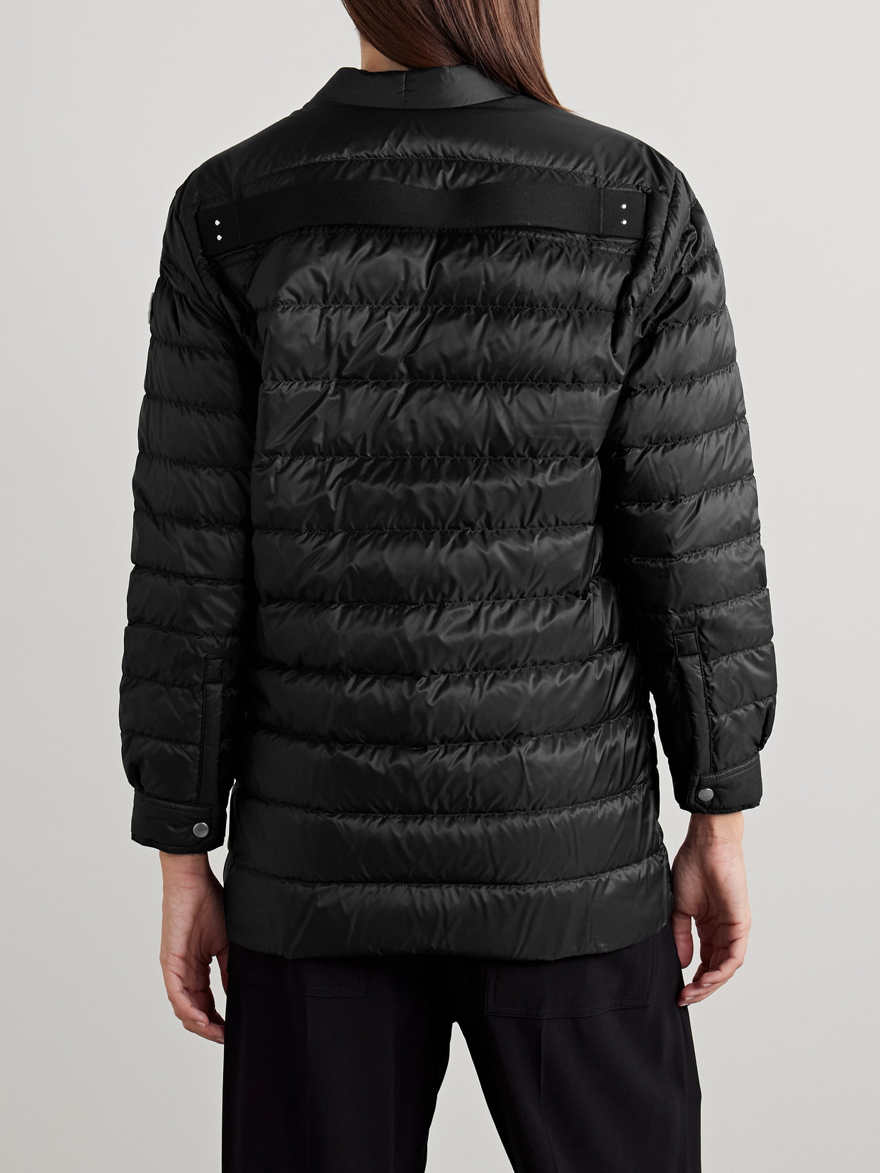 Rick Owens + Moncler Webbing-trimmed Quilted Shell Down Jacket In Black