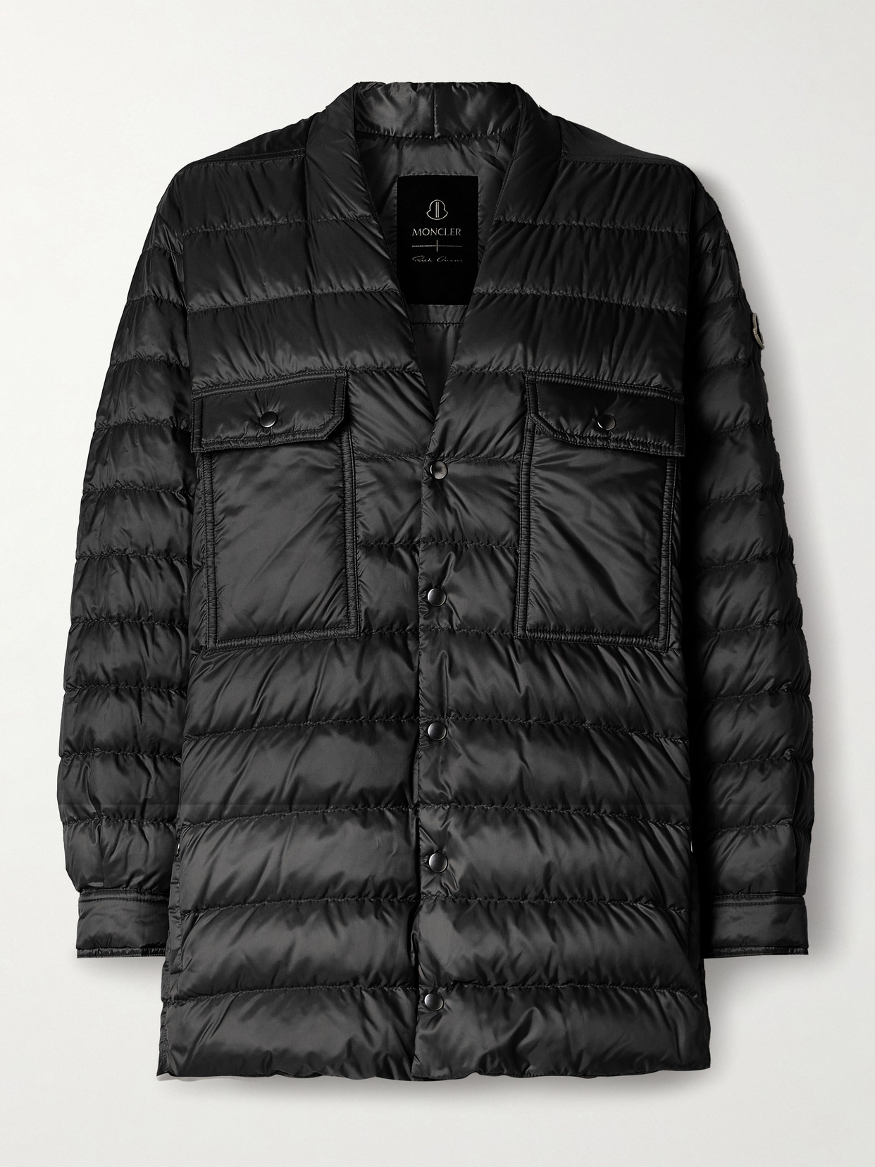 Rick Owens + Moncler Webbing-trimmed Quilted Shell Down Jacket In Black
