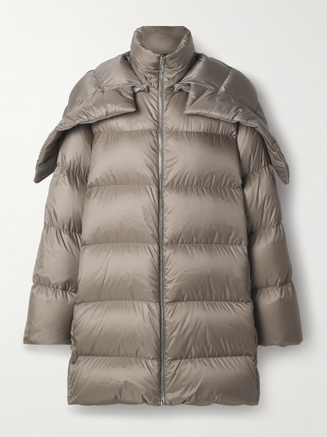 Rick Owens + Moncler Cyclopic Oversized Hooded Appliquéd Quilted Shell Down Jacket In Brown
