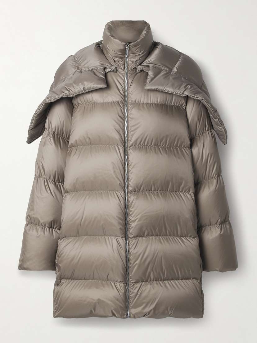 Rick Owens + Moncler Cyclopic Oversized Hooded Appliquéd Quilted Shell Down Jacket