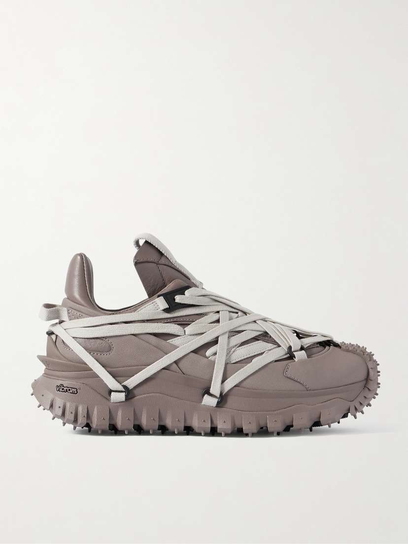 Rick Owens + Moncler Trailgrip Megalace Leather-trimmed Canvas Sneakers