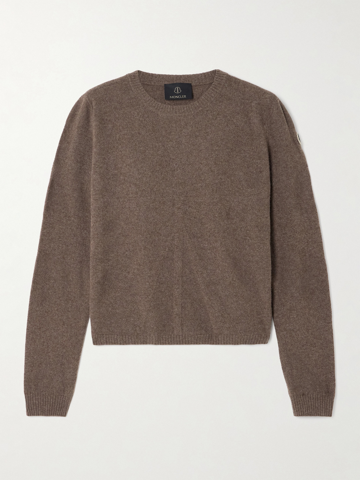 Rick Owens + Moncler Biker Jacquard-knit Wool And Cashmere-blend Sweater In Brown
