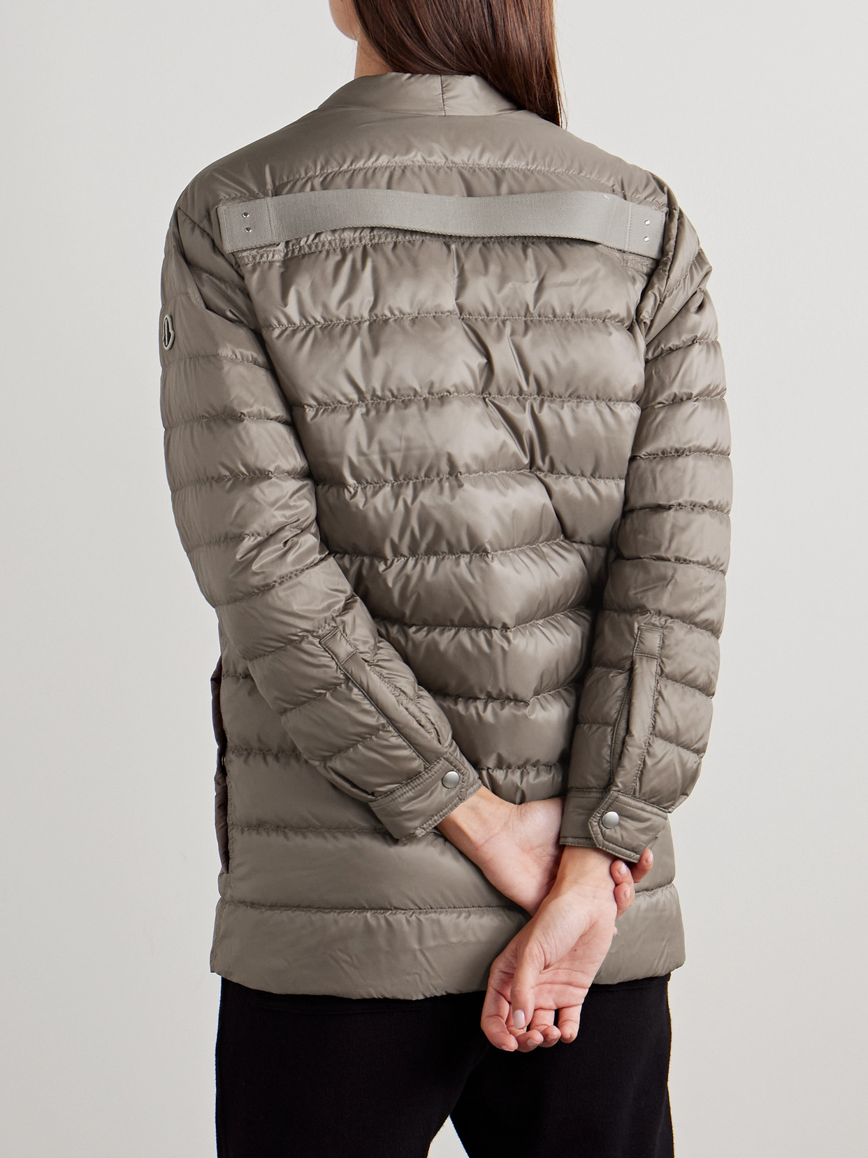 RICK OWENS + MONCLER WEBBING-TRIMMED QUILTED SHELL DOWN JACKET