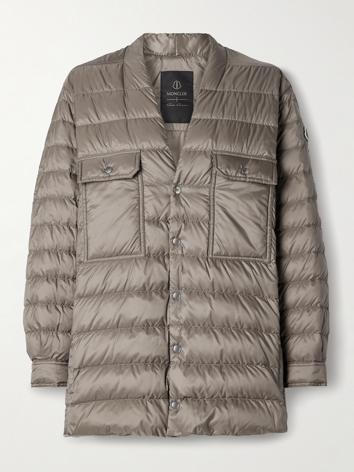 Rick Owens + Moncler Webbing-trimmed Quilted Shell Down Jacket In 25u Dust