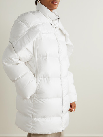 Rick Owens + Moncler Cyclopic oversized hooded appliquéd quilted shell down jacket