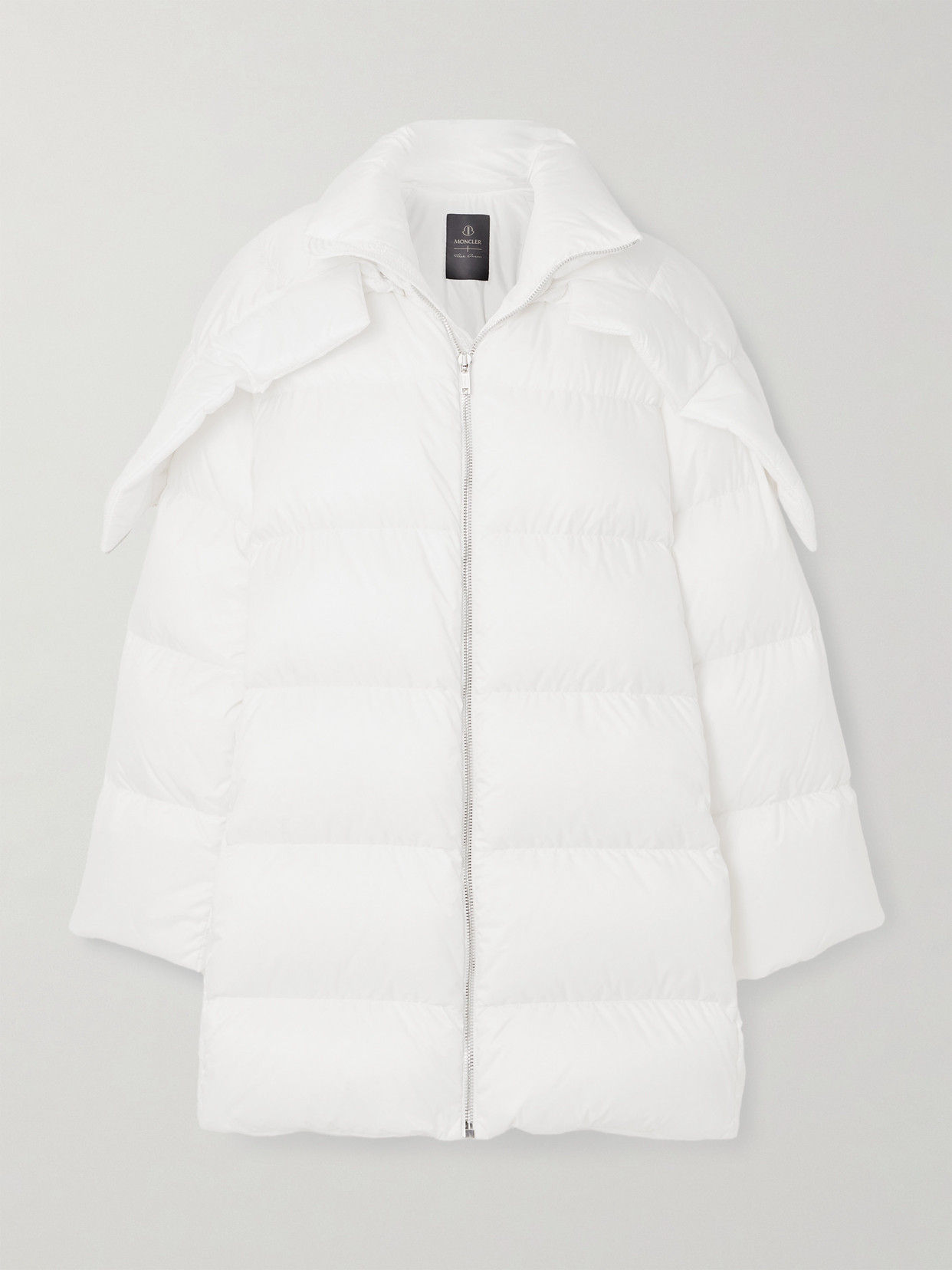 Rick Owens + Moncler Cyclopic Oversized Hooded Appliquéd Quilted Shell Down Jacket In White