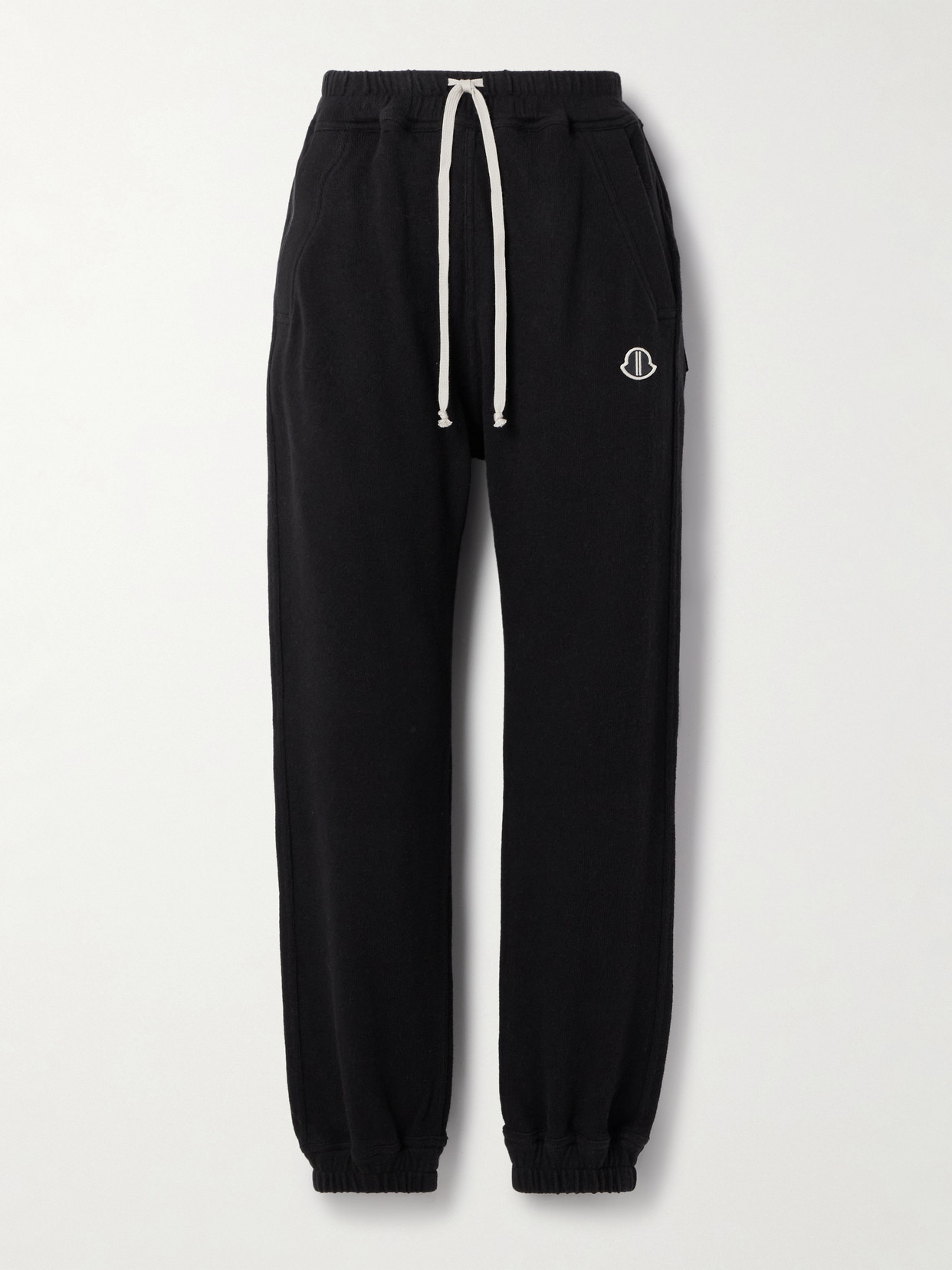 Rick Owens - + Moncler Appliquéd Cotton-jersey Track Pants - Black